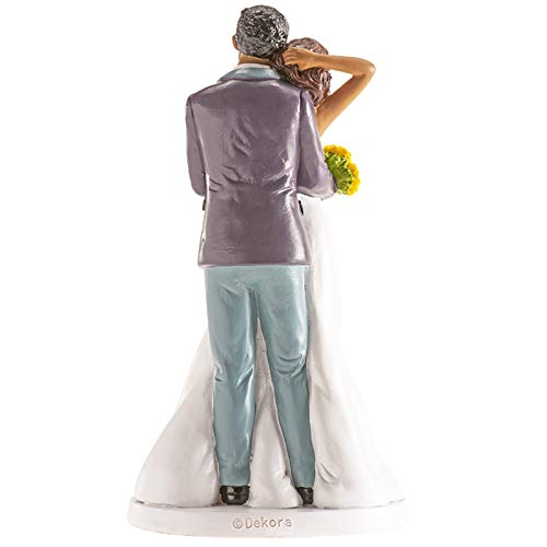 Figurine Pour Gâteau De Mariage Dekora - Blanc, 16x18 Cm, En Résine Alimentaire Décoration Gâteau Mariage Couple Résine Blanche