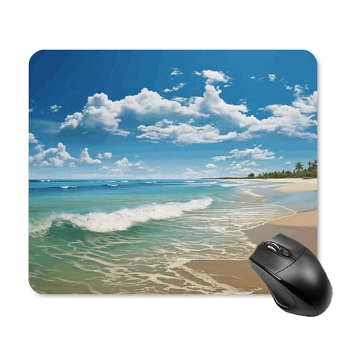 Tapis de souris ultra fin Sandy Beach de haute précision avec revêtement doux lavable