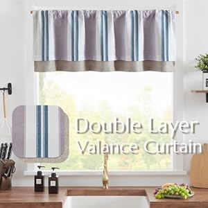 jinchan Striped Valance Linen Valance Curtain18 Inch Window Treatment for Living Room Small Window Valance Farmhouse Double Layer Valance Blackout Blue and Grey Pinstripe Valance Rod Pocket 1 Panel jinchan Striped Valance Linen Valance Curtain18 Inch Window Treatment for Living Room Small Window Valance Farmhouse Double Layer Valance Blackout Blue and Grey Pinstripe Valance Rod Pocket 1 Panel