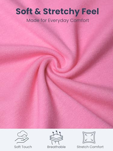 Image of WELAKEN Girls Soft T-Shirt with Curved Hem, Breathable Stretchy Rayon Crewneck Short Sleeve Tees, Kids Everyday Basic Top