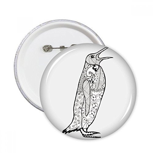 Badge pingouin sketch rond grand format décoration vêtement 5pcs