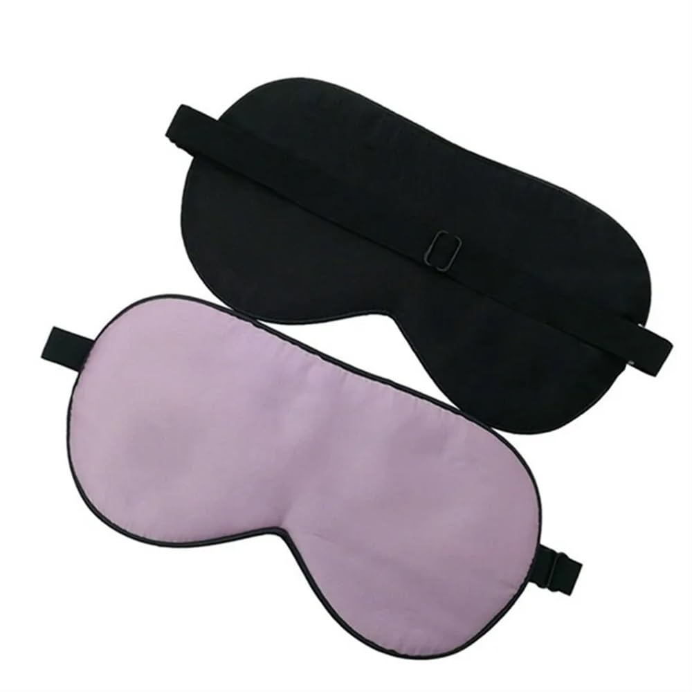 Mascherina per occhi in seta di gelso, per adulti, morbida, liscia, per dormire, fascia elastica (viola chiaro, 4 pezzi)