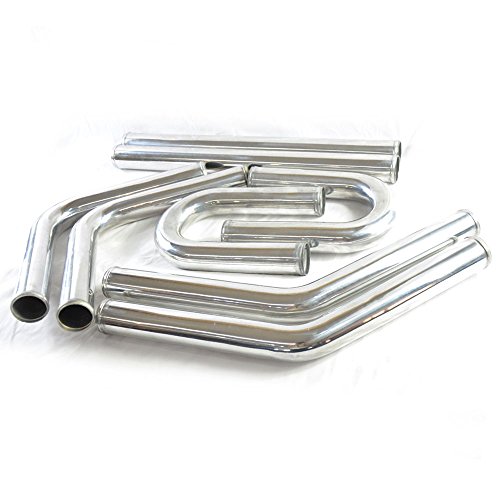 Moosun 2" 8-Pcs Universal Intercooler Pipe Piping Turbo Polished Aluminum Kit With Silicone Hoses And Stainless Steel T-Clamps #TOP3