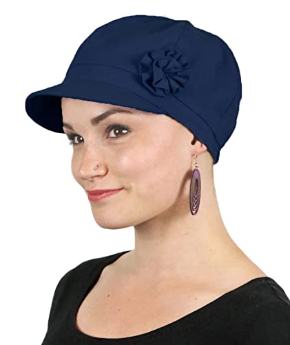 Image of Newsboy Cap Summer Hats for Women Cotton Cancer Headwear Chemo Hair Loss Head Coverings Brighton