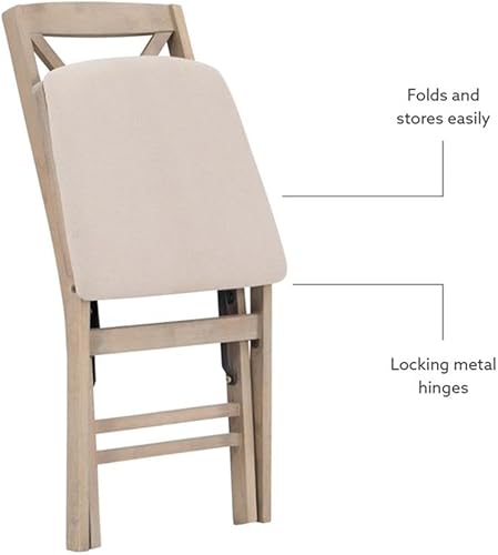 Miniatura 9 de MAKLAINE Juego de dos sillas plegables X-Back, asiento acolchado en madera blanqueada