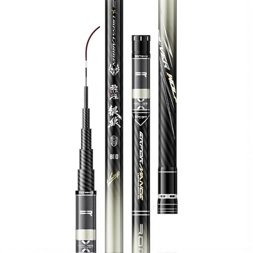 Image of TUJISEK Telescopic Carbon Fiber Fishing Rod 8m 9m 10m 11m 12m 13m 14m 15m Travel rods Portable Fishing Pole Long Section Hit The Pole Long Distance Big Fish for Rivers Lakes Streams(8m)