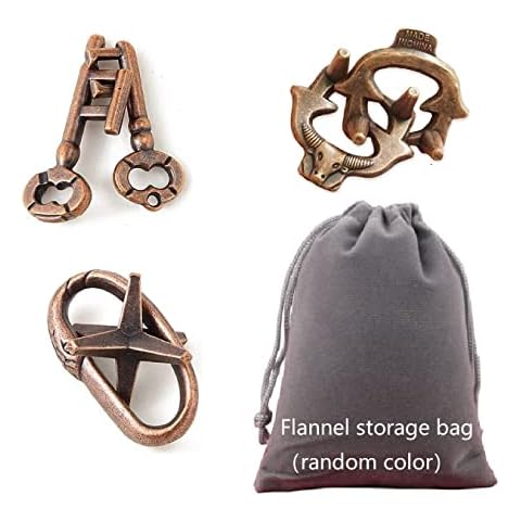 Brain Teaser Puzzle Set of 3 Lock and Unlocking Brain Puzzles Kids Lock Cast Metal Disentanglement Puzzles SHUYUE Cover