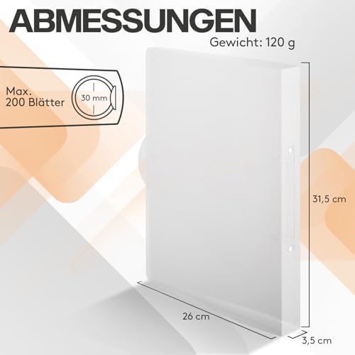 ACROPAQ - 5 x Ringbuch A4 - Mit 2 Ringen, Mit Rückenetiketten, Rückenbreite 3,5 cm, Luft, Natur Farbkollektion - Ringhefter, Ringordner, Ordner A4 Schmal, Ringmappe A4, Schulordner