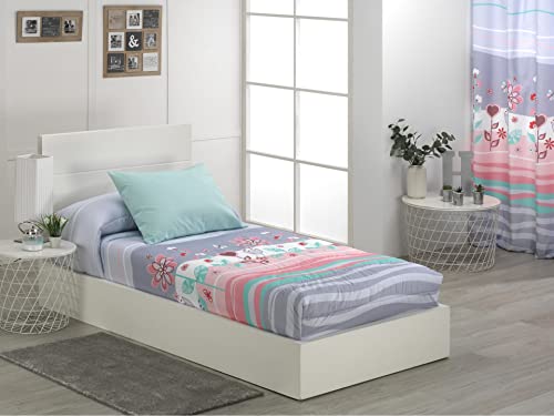DHESTIA HOME - Edredón Ajustable Cama Infantil ONA - Color Gris, Talla Cama 90