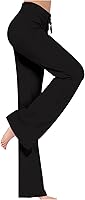 Vista 1 de LRMQS Leggings de yoga de pierna ancha para mujer, con cordón elástico, cintura alta, para gimnasio, deportes, pantalones de entrenamiento