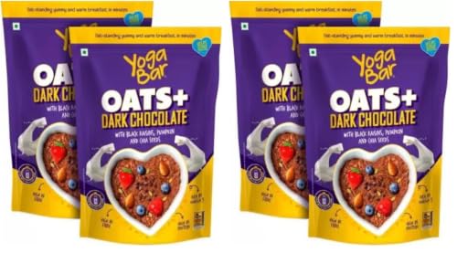 Image of Yogabar Dark Chocolate Oat 1kg, Pack of 4 | Gluten Free Golden Oat | Healthy Breakfast Cereal with Wholegrain Oats (Dark Chocolate Oats, 800g)