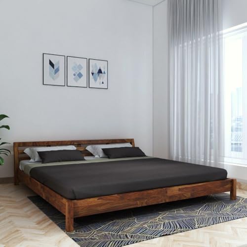 Solid Sheesham Wood King Size Without Storage for Bedroom | Rosew...