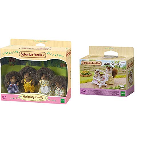 SYLVANIAN FAMILIES Hedgehog Family Mini muñecas y Accesorios,, 20.1 x 15.0 x 5.6 (Epoch para Imaginar 4018) + 4533 Carrito para Gemelos [Importado de Alemania]