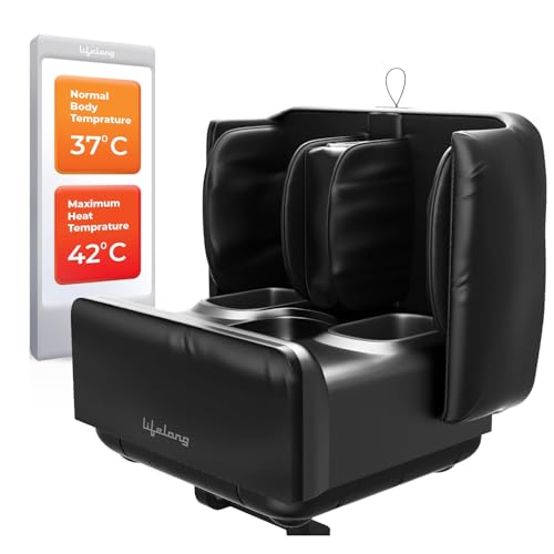 Image of Lifelong 2 in 1 Foot & Leg Massager Machine & Foldable Ottoman Rest for Home - Pain Relief Massage for Legs - Heat + Rolling, Kneading, Shiatsu, Vibration & Air Compression | Ideal for Feet, Ankle & Legs