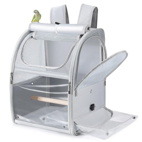 Sanmoncare Bird Backpack Carrier Water Repellent Fabric Cockatiel Travel Bag with Stand Lightweight and Portable Travel Cage for Parrot Bird Travel Carrier