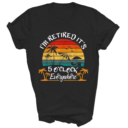 Camiseta para hombre con estampado de puesta de sol y palmeras, camiseta retro vintage, cuello redondo, manga corta, regular, para el día a día de la oficina y reuniones con amigos, Style_h01 Negro, M
