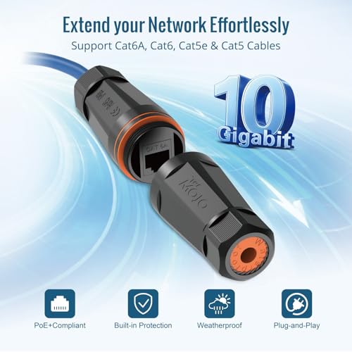 Extension Ethernet RJ45 non blindée Tecmojo Cat6A étanche IP68