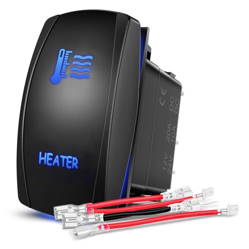 Image of Nilight Heater Rocker Switch Led Light Bar 5 Pin Laser On Off | SPST Switches 20A /12V 10A /24V Blue with Jumper Wires Set for Cars Trucks Boats ATVs UTVs RVs