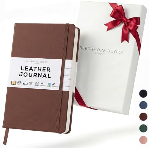 BEECHMORE BOOKS Premium Lined Journal Notebook, 5" x 8" (A5) Hard...