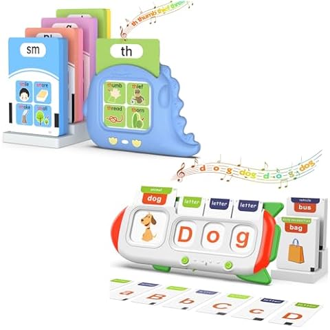 Phonics Talking Flash Cards for Toddlers 2-8, Digraphs CVC Blends Long Vowel Sounds Spelling Reading, Autism Toys, Montessori Toys with 252 Words, Preschool Kindergarten Language Learning Toys Cover