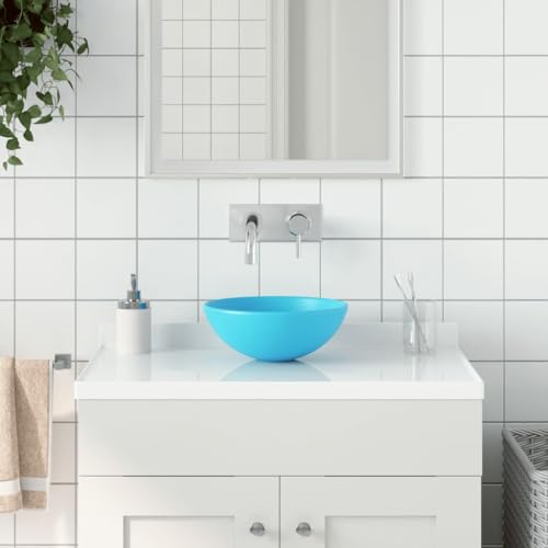 Homgoday Lavabo da Bagno Ceramica Verde Rotondo, Lavabo da Posare, Lavabo da Bagno Lavello da Banco per WC, Spogliatoio, WC per gli ospiti
