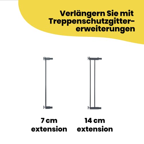 Safety 1st Easy Close Metal Gate, Treppenschutzgitter ohne Bohren, 73–80 cm (bis 108 cm erweiterbar), leicht schließbares Türschutzgitter, mit 1 Hand öffnen, kein Bohren, Zweifachsicherung, Dark Grey