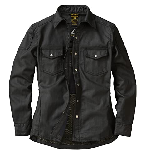 ScorpionEXO Covert Women's Wax Long Sleeve Motorcycle Denim Riding Shirt with Pockets for Optional CE Rated Armor (Black XL)