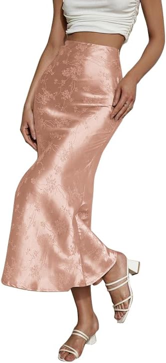 Zeagoo Skirts for Women High Waist Skirt Elegant Midi Skirt Satin - Image 4