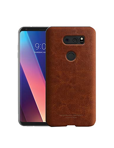 LG V30 Case [Tridea] Power Guard Premium Synthetic Leather Bumper [Shock Resistant][Scratch-Resistant] with Hidden Card Storage Case for LG V30 (2017) [Brown]