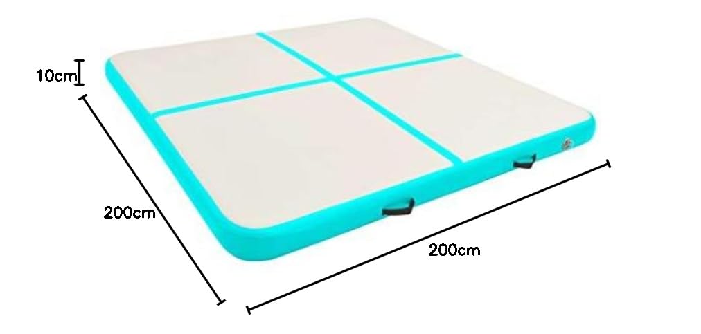 vidaXL Tapis Gonflable de Gymnastique avec Pompe Tapis d'exercice Tapis de Yoga Kickboxing Parc Lutte Ecole Club Sportif 200x200x10 cm PVC Vert
