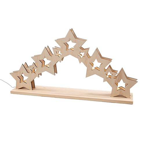 LED Lichterbogen aus FSC Holz mit 30 Lichtern beleuchtet | Schwibbogen...