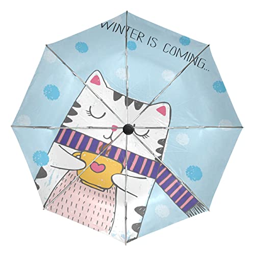 Parapluie chat mignon automatique anti-UV et ultra résistant au vent