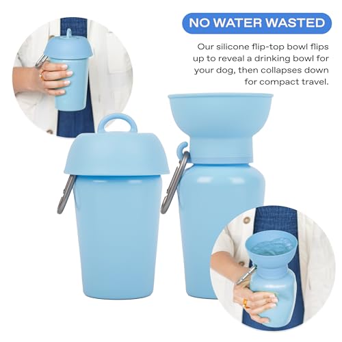 Image of Springer Flip Dog Water Bottle | Portable Drinking Feeder with Foldable Food-Grade Silicone Bowl | One-Hand Squeeze & Leak-Proof | BPA-Free 20oz | Walking, Hiking & Camping | Puppy Essentials
