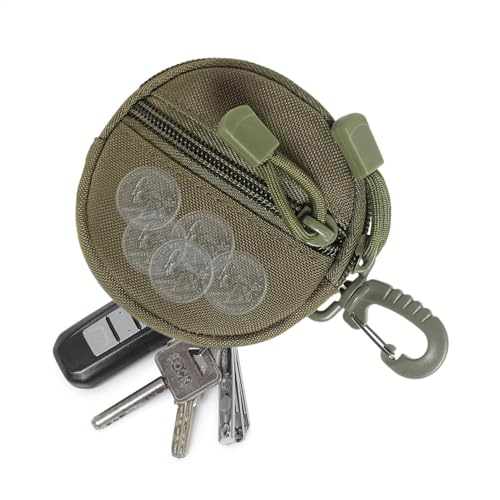 Outdoor Coin Purse, Round Change Bag 3.94 x 0.79in Compact Coin Wallet, Portable Key Case and Earphone Pack, Waist Bag for Hikin