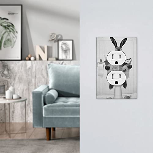 Cubierta de toma de corriente gris y negra con diseño retro animal 8