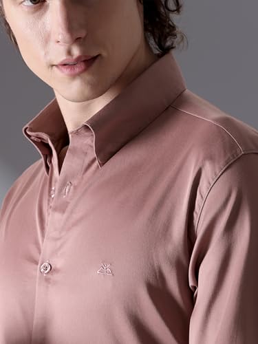 Image of BEYOUNG Regular Fit Formal Satin Shirt for Men | Full Sleeves | Men's Stylish Satin Silk Shirt | Formal Shirt | Buttondown Collar | Satin Solid Shirt for Men