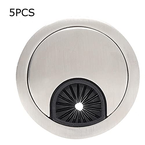 Computer Wire Cable Hole Cover Grommets， 5pcs Outlet Cover Computer Desk Threading Hole Desktop Alloy Over-Line Box Desk Table Grommet(50mm)