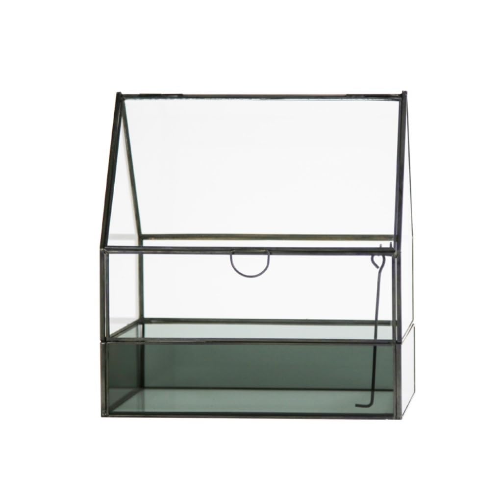 GELASIGE Flower Pots Gardening Glass House Shaped Glass Flower House Succulent Plant Container Outdoor Flower Pots(B)