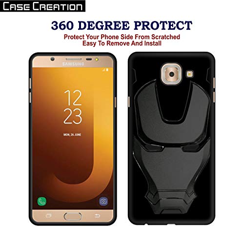 Image of COVERLY Official 3D Touch Feel Trending Marvel Avenger Logo Mask Soft Rugged Grip Iron Man Super Power Cartoon Movie Engraved Silicone Matte Back Cover for Samsung Galaxy J7 Max -Black