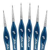 Detail Paint Brushes10/0, Golden Maple 6PC Extra fine Detail Miniature Paint Brush Very Fine Tip Paint Brush Set for Small Scale Models Paint by Numbers for Adults - Acrylic Watercolor Oil, Blue