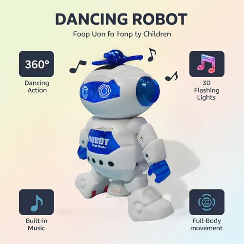 Image of Dancing Robot Toy for Kids |3D Lights Music Toy | Remote App Controlled | Gift for Boys & Girls 2+ Year | USB Rechargeable Type-C | Battery Operated Fun Toy for Boys Girls [White 99444-2]