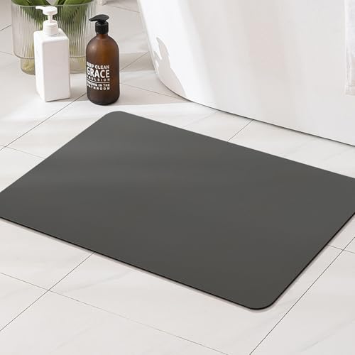 Tapis de bain ultra fin gris pour une sortie de douche sécurisée