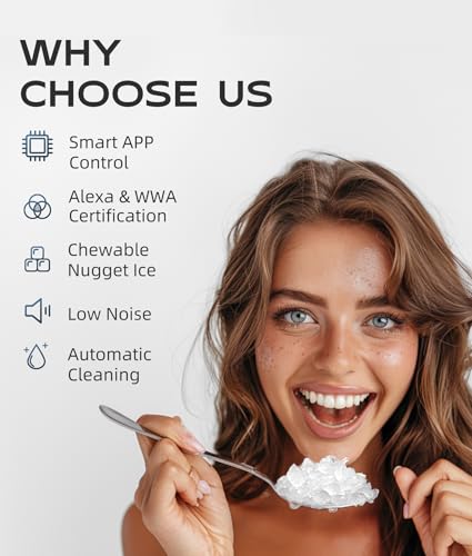 Image of ecozy Nugget Ice Maker Countertop, Smart Portable Crushed Ice Maker with Voice Control, Pellet Chewable Ice 33lbs /24H, Self-Cleaning, with APP WiFi, Timer Function and Status Alerts, Bonus TDS Meter