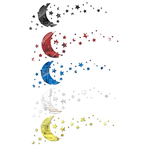 Vinilos Decorativos Luna y Estrellas en Acrílico Plateado miniatura 5