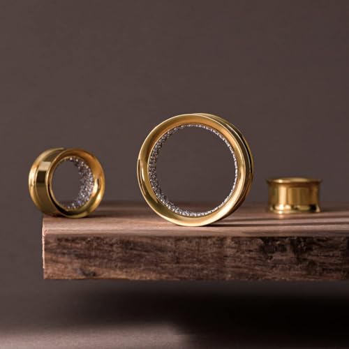 Alargador Aço Cirúrgico Pvd Com Zircônias Interna 8/10/12/14/16/19/22/25mm (10)