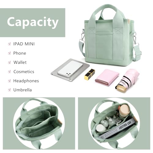 Image of IwIeIaIrI Small Tote Bag for Women,Canvas Mini Tote Bags with Zipper and Multi Pockets,Kids,Girls,Friends Gift 2026