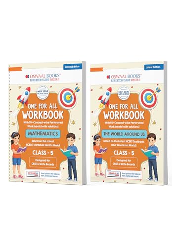 Image of Oswaal One for All Workbook Class 5 Maths & EVS (Set of 2 Books) | 50+ Concept-wise Perforated Worksheets | NEP 2020 & NCF 2023 Aligned | For CBSE & ... | Builds Concept Clarity & Scientific Skills