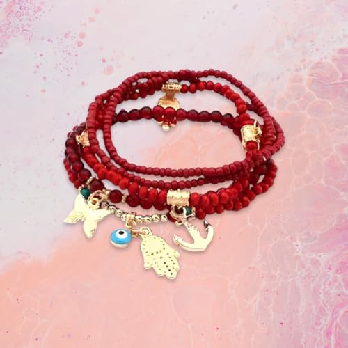 18kt Gold Plated Evil Eye and Hamsa Butterfly Charm Vintage Bracelet Bohemia Beads3