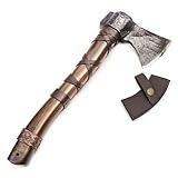 Norse Tradesman 14' Viking Throwing Axe - Fully Sharpened Norse Hand-Axe - Carbon Steel Axe Head with Premium Leather Cross-Stitch
