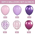 Pink and Purple Balloons, 50PCS 12 Inch Confetti Balloons, Metallic Purple Pink Latex Balloons with Ribbon, Party Balloons for Birthday Shower Wedding Party Decorations - Image 2